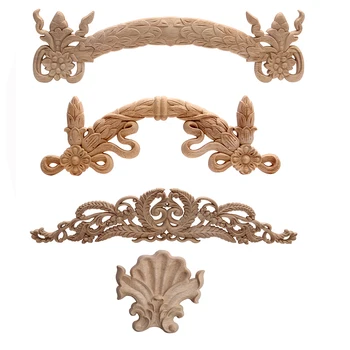

European-style Wood Carving Decal Solid Wood Furniture Decorative Accessories Door Heart Long Flower Pieces Wholesale and Retail