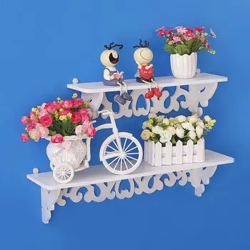 

One Set White Wood Three Pieces White Wood Display Wall Shelf Storage Ledge Home Dector simple cleaning and durability