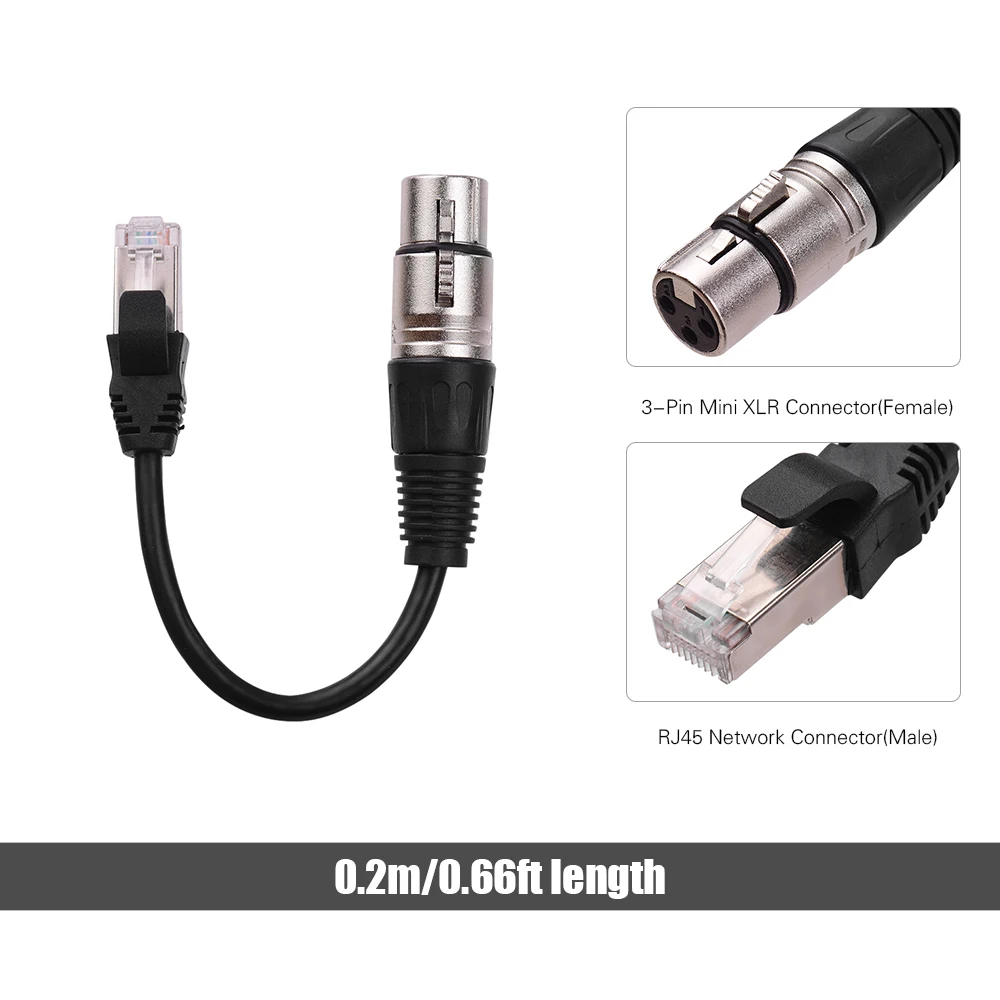RJ45 мужской сетевой разъем для 3-Pin Mini XLR Женский удлинитель DMX512 кабель для сцен и студий кабели провода серебро Цвет