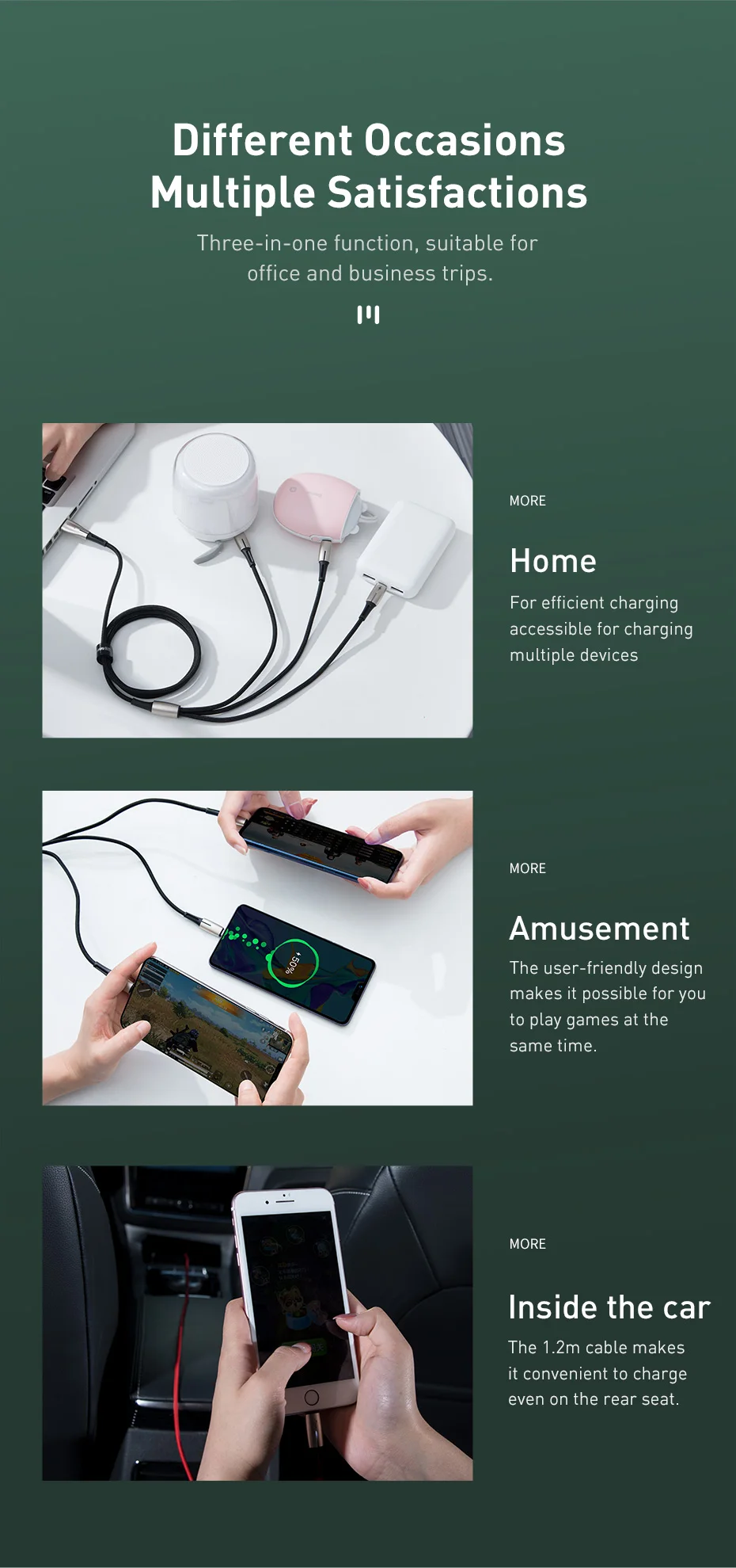 Baseus 3 в 1 USB кабель 3.5A Быстрая зарядка Micro type-C кабель USB для iphone кабель для iphone 11 XS SAMSUNG S10 huawei Mate20