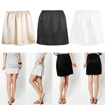 

Women Elastic Waist Half Slip Petticoat Skirts Underskirt Lady Crinoline Milk Silk White Lace Commuter Office Ladies Skirt