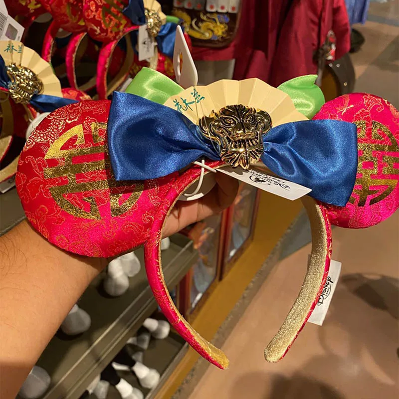 Hair Accessories Princess Pretend Toys Disney Mermaid Mickey Minnie Ears Headband Sequin Big Bow Costume Girl Cosplay Plush Adult/Kids Gifts