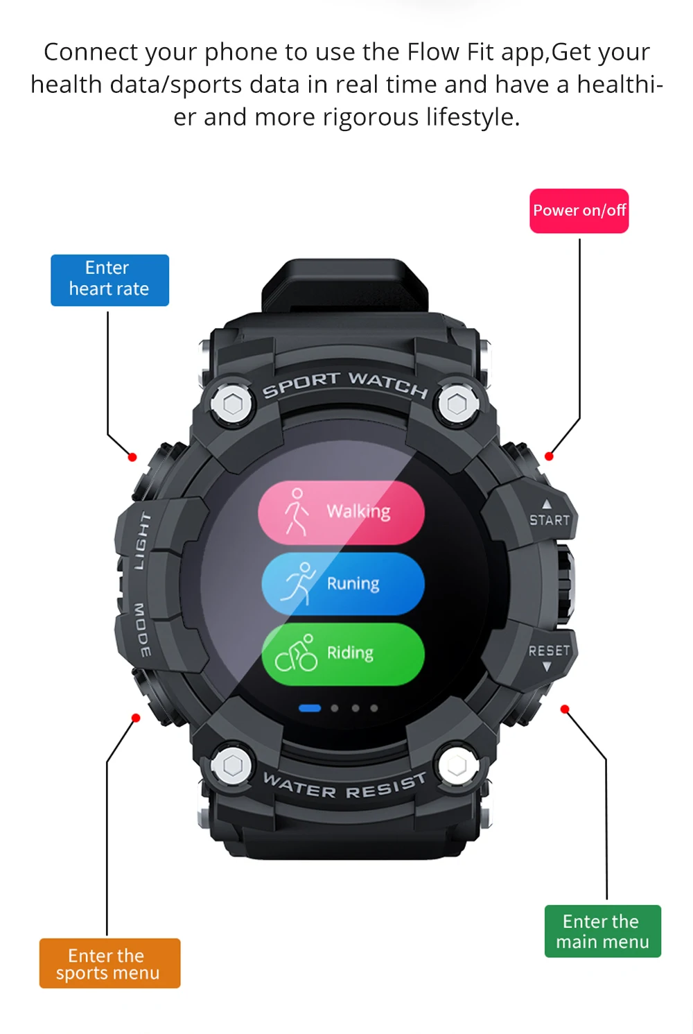 Fitness Tracker Bluetooth Smart Watch Heart Rate Monitor multi-sports mode ip68 Waterproof outdoor use phone Watch for Android