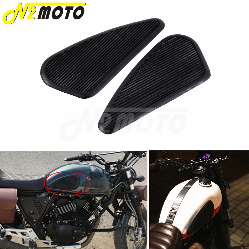 Black Brown Slim Motorcycle Rubber Vintage Gas Tank Knee Pad Side Panel