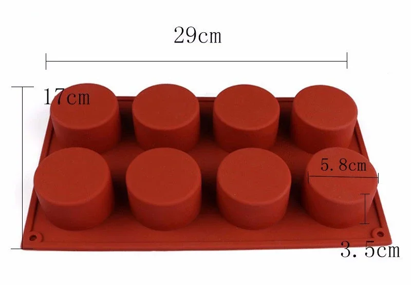 8 Holes Round Shape Silicone Cake Mold 3D Chocolate Candy Pudding Ice Mold Fondant Pastry Mould