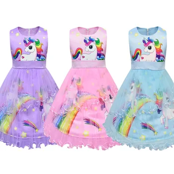

Little Girls Unicorn Mesh Tutu Dress Children Unicorn Party Baby Girls Outfits Kids Clothes Vestidos Princess Gown Dress