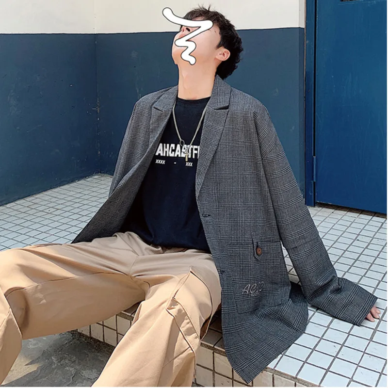 Осенний корейский мужской модный Свободный студенческий Повседневный чистый красный лацкан тренд большой карман длинный рукав блейзер