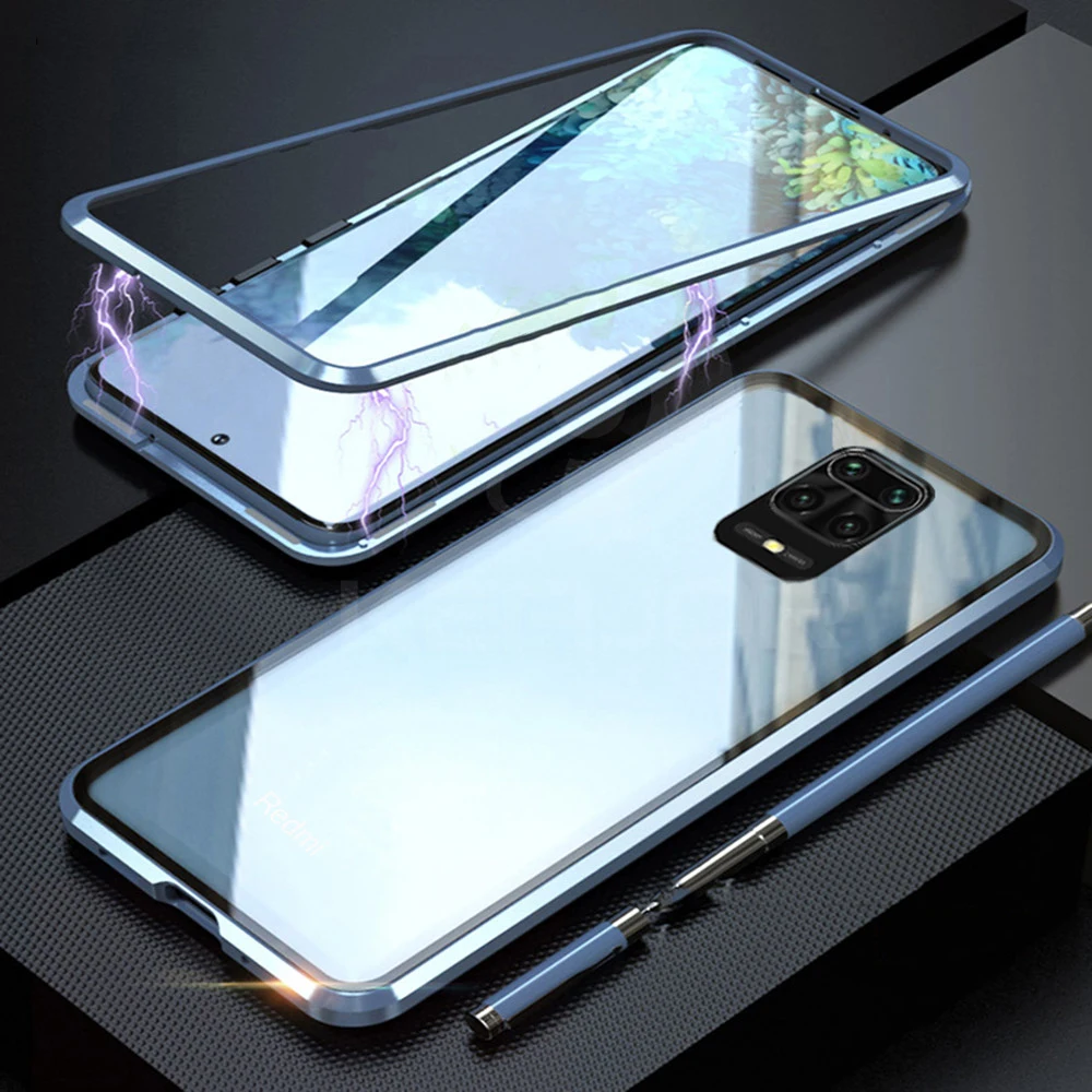 Front + Back Tempered Glass Case For Xiaomi Redmi Note 9s Case Metal Magnetic Adsorption Cover For Xiaomi Redmi Note 9 Pro Max Front + Back Tempered Glass Case For Xiaomi Redmi Note 9s Case Metal Magnetic Adsorption Cover For Xiaomi Redmi Note 9 Pro Max