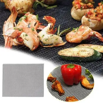 

Non-stick Barbecue Grilling Mats High Security Grid Shape BBQ Mat with Heat Resistance 36x42cm For Outdoor Activities