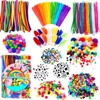 1200 Pcs DIYStick Feather Colorful Plush Foam Flowers PartySupplies Handicraft Jewelry Creative Gifts for Boys and Girls 1
