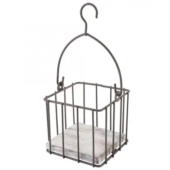 

Macetas Baskets Northern Europe Style Wooden Base Iron Flower Hanging Stand Artificial Plants Square Basket Decoration Macrame