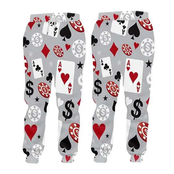 funny poker pants Большие размеры S-6XL для мужчин/женщин покер 3d бегунов Брюки унисекс 3D череп печати рэп спортивные штаны уличные спортивные мешковатые брюки на заказ - Цвет: funny poker pants
