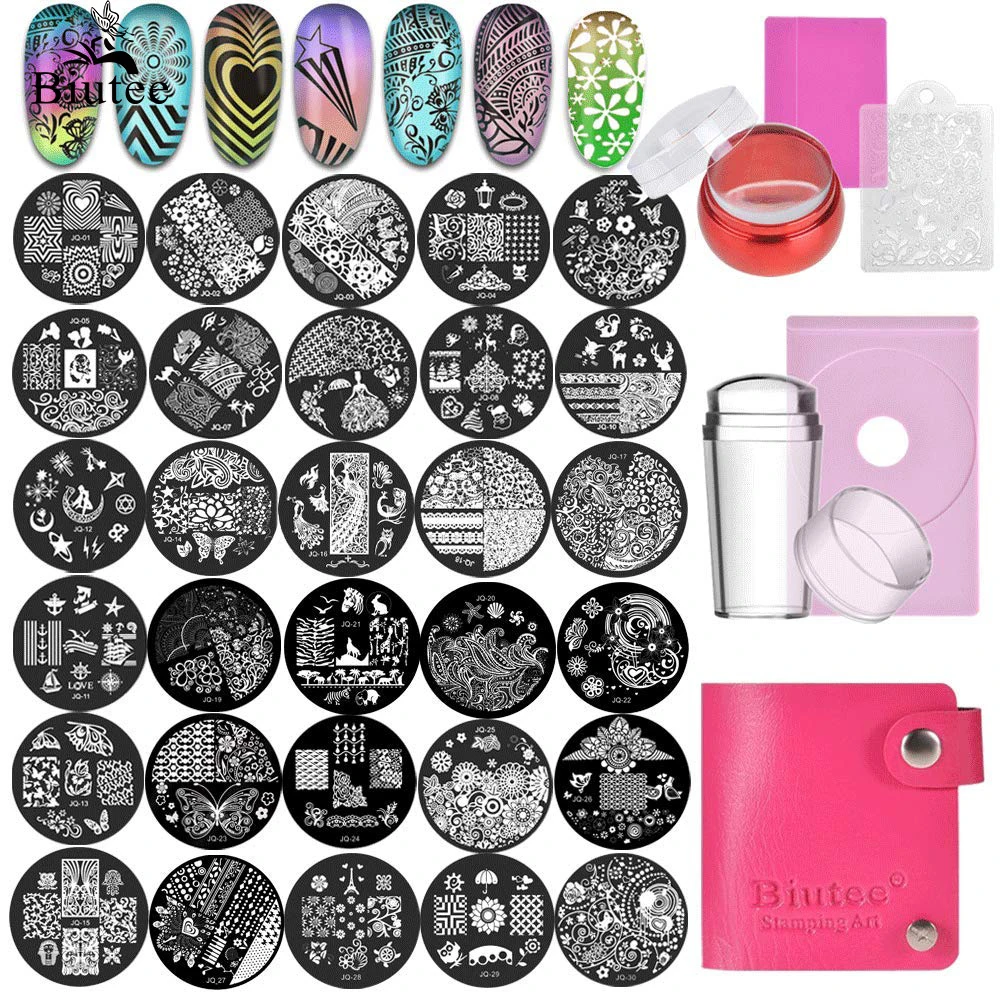 

2017 Biutee Nail Stamping Plates Set Flower Animal Pattern Nail Art Stamper & Scraper Template Image Plate Stencil Nails Tool