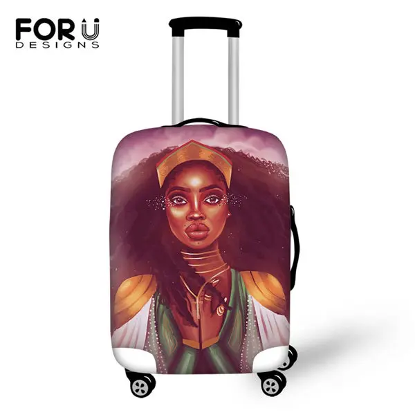 FORUDESIGNS/Модный чехол для багажа, черный Африканский узор для девочек, аксессуары для путешествий, афро-художественный дизайн, водонепроницаемый чемодан, чехол - Цвет: CDWX3953LMS