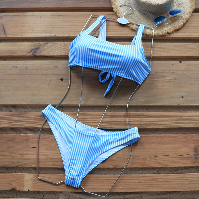 Riseado Striped Bikinis Set Push Up Swimwear Women Strap Swimsuits Sexy biquini Padded Bathing Suits 2020 Summer Beachwear