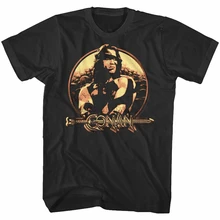 Oficial Conan el Bárbaro Vintage escudo camiseta Arnold Schwarzenegger.