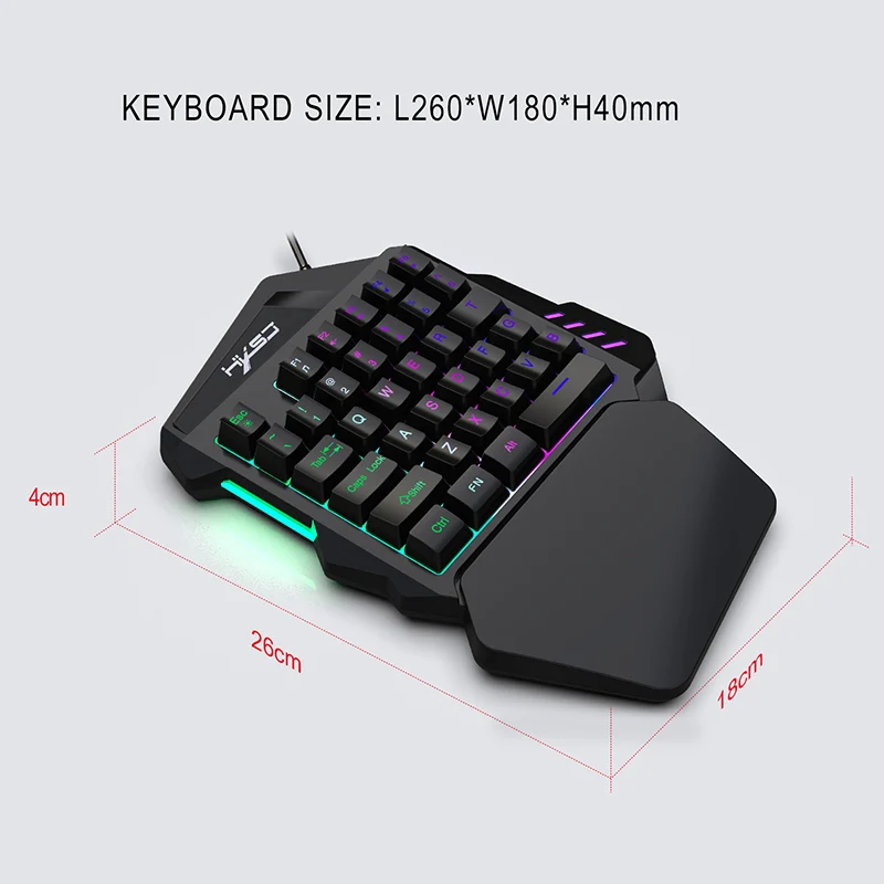 HXSJ 1.6m 35Keys One-Handed Keyboard Gaming Wired Keyboard and Keypad with LED Backlight Game LOLDotaPUBG Mini Keyboard usb    (12)
