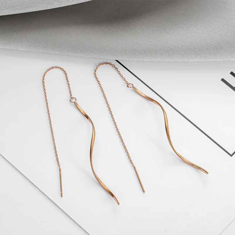 Dangle Earrings Drop Earrings Long Earrings Crystal Tassel Earrings 316L Stainless Steel Long Tassel Earrings For Women Elegant Simple Gold Color Drop Earring Stylish Jewelry Personality Gift