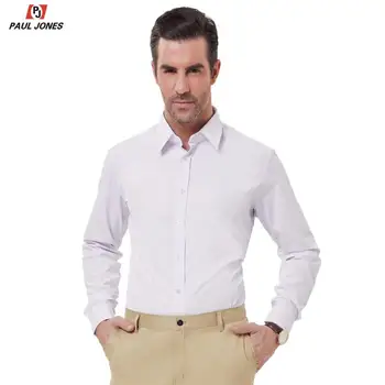 

PAUL JONES Men's Classic Pinstripe Pattern Dress Shirt Formal Point Collar Business Prom Party Shirt Tops Slim Fit Shirt PJ00099