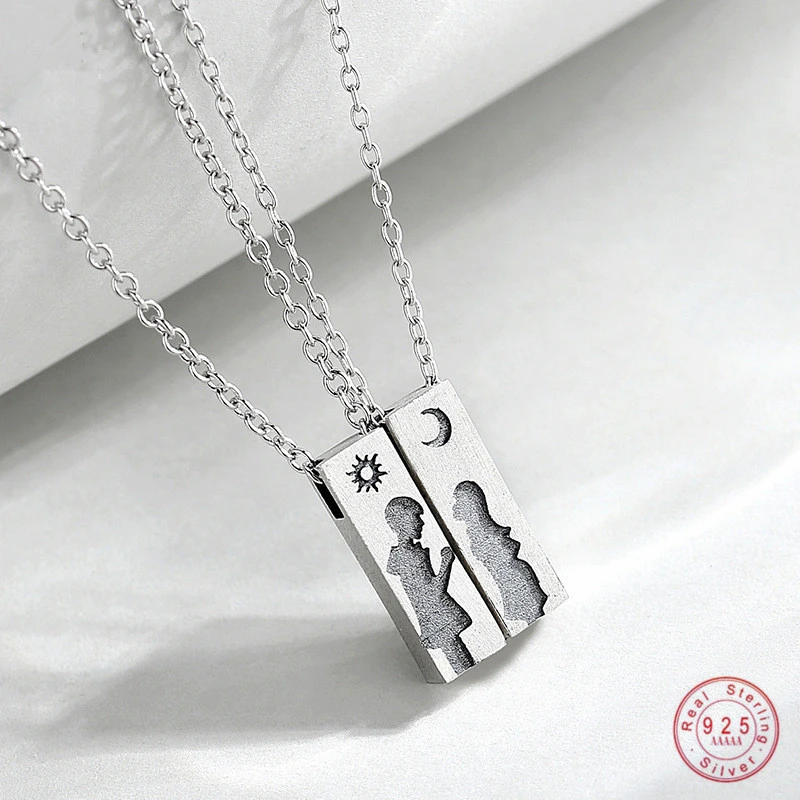 Collar de plata de ley 925 colgante de imán para pareja, joyería conmemorativa creativa, Simple, Europeo, luna, de novia|Collares| - AliExpress