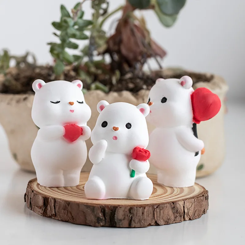 Love Bear Candle Silicone Mold Cute Animal Rose Balloon Gypsum Epoxy Scented Making Home Deco Handmade | Дом и сад