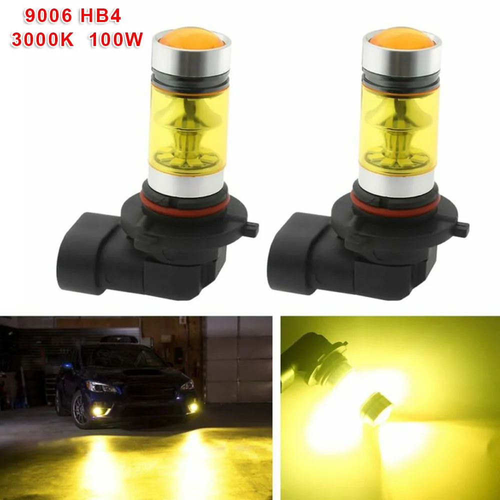 Продукт 12 V 1 пара 9006 HB4 3000K желтый светодиодный 100W супер яркий противотуманный светильник