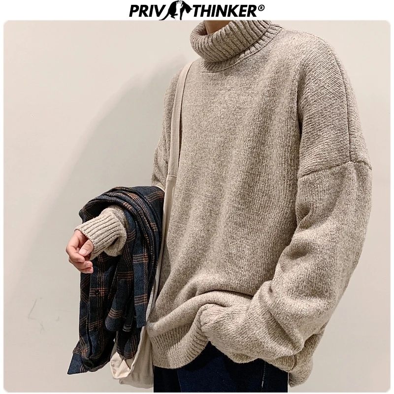 Privathinker, мужские цветные толстые свитера осень-зима, мужские корейские модные пуловеры с высоким воротом, Вязаная мужская теплая одежда