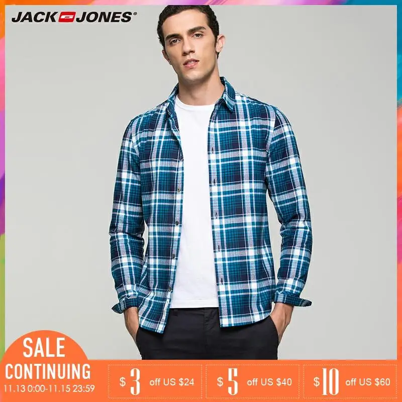Jack Jones Марка 2018 Новинка мужская рубашка стильный фасон хлопок 100% нательный стиль