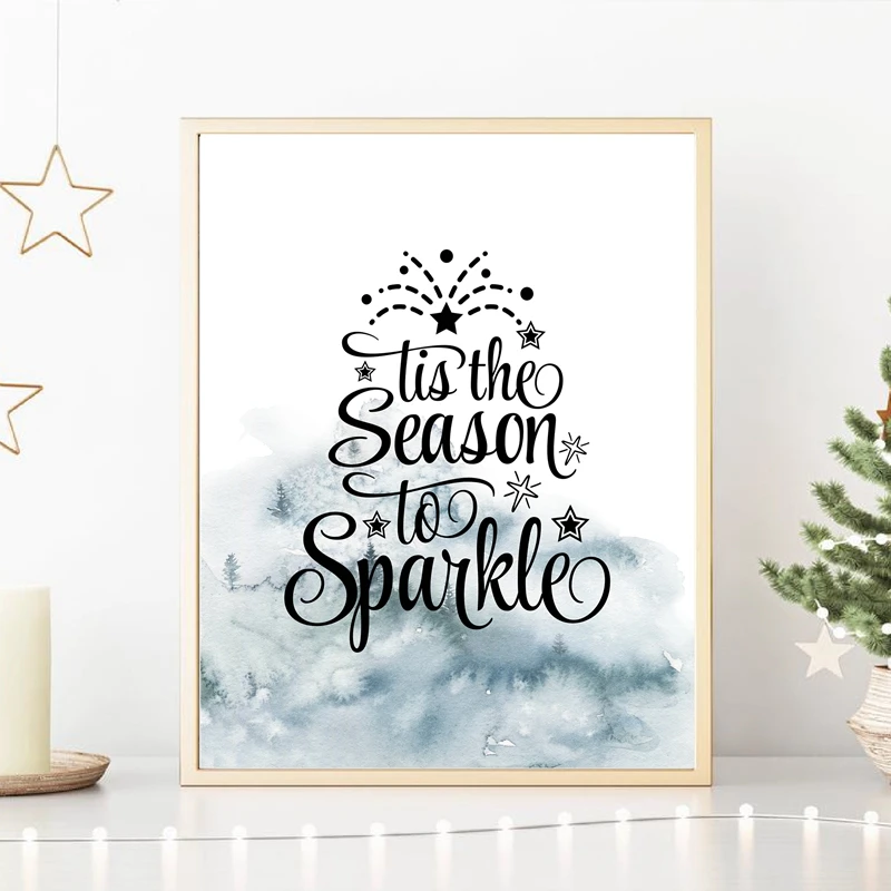 Hot-Sale-Winter-Holiday-Theme-Home-Decoration-Wall-Painting-Christmas-Wreath-Letter-Frameless-Canvas-Printing-Poster (2)