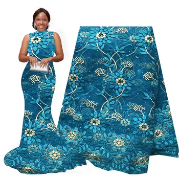 

Teal Blue Nigerian Lace Fabrics 2020 High Quality Lace Pink Black Stones Beaded Fabric for Nigerian Wedding Dresses Lace Fabric