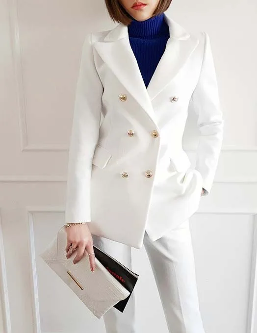 Women's white double breasted suit Clearance