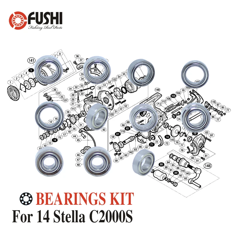 Fishing Reel Stainless Steel Ball Bearings Kit For Shimano 14 Stella C2000S  / 03239 Spinning reels Bearing Kits - AliExpress