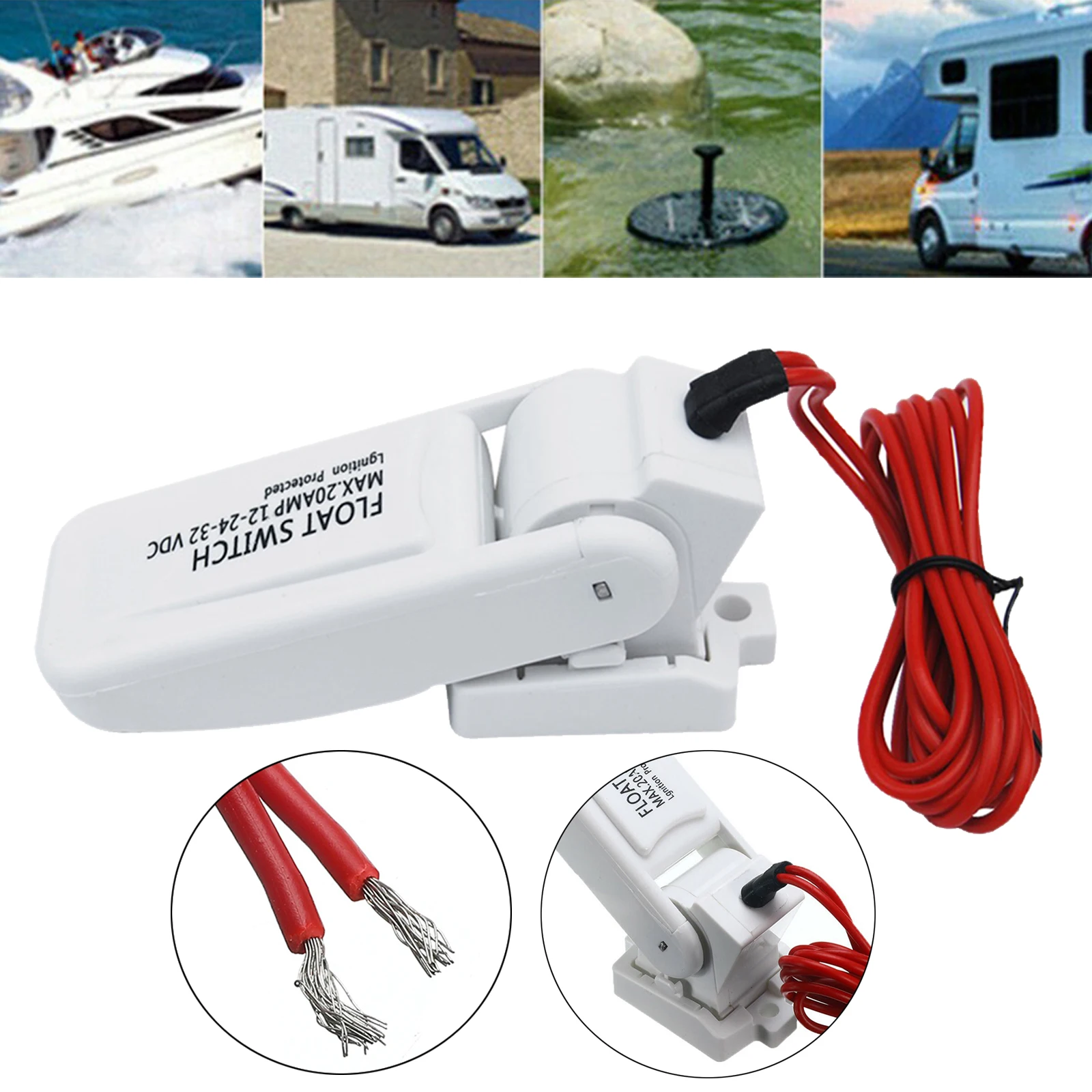 Automatic Boats Marine Bilge Pump Float Switch Water Level Controller DC Flow Sensor Switch