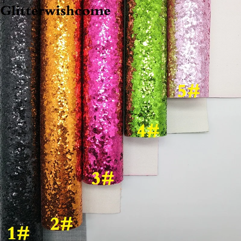 Винил Glitterwishcome размера A4 21 х29 см для бантов однотонная плоская блестящая кожаная
