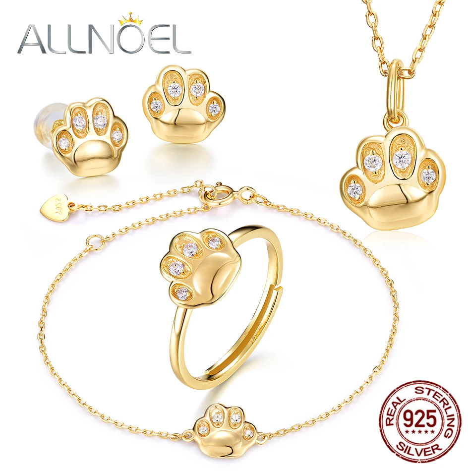 ALLNOEL, серебро 925, ювелирный набор для женщин, циркон, бриллиант, коготь кошки, кольцо, серьги, ожерелье, браслет, Argent A925, ювелирный набор для женщин