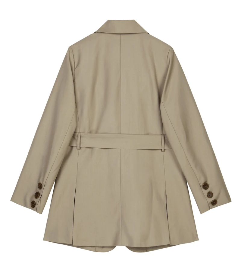 Khaki Blazer Women Waist Bandage Temperament Blazer New Lapel Long Sleeve Office Lady Suit Jacket Fashion Spring Autumn