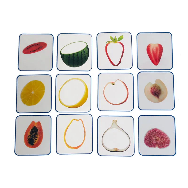 Montessori Language Materials Vegetable Fruit Cognitive Cards Kids Learning Resource Matching Game Early Childhood Education Toy 3
