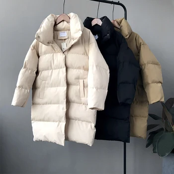 

Ladies Padded Coats Winter Long Jacket Women Fashion Cotton Coat Long Quilted Winter Coat Casual Warm Standing Collar Jacket