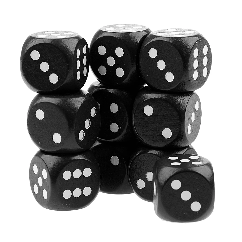 20Pcs 2cm Six Sided Wooden Dice 1-6 Number Dotted for Kids Party Bag Fillers
