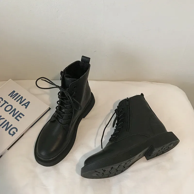 Retro Martin boots female British wind side zipper motorcycle casual short fashion wild trend flat | Обувь