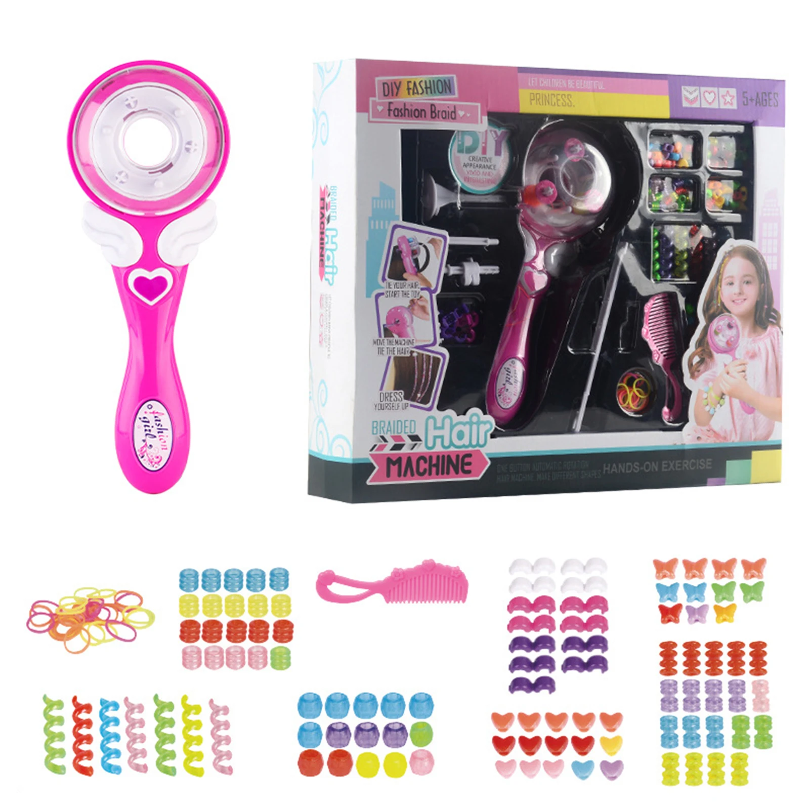 DIY Changeable Girl Color Make Up Hair Accessories Toy Set Binding Device Children's Automatic Magic Knitting | Игрушки и хобби