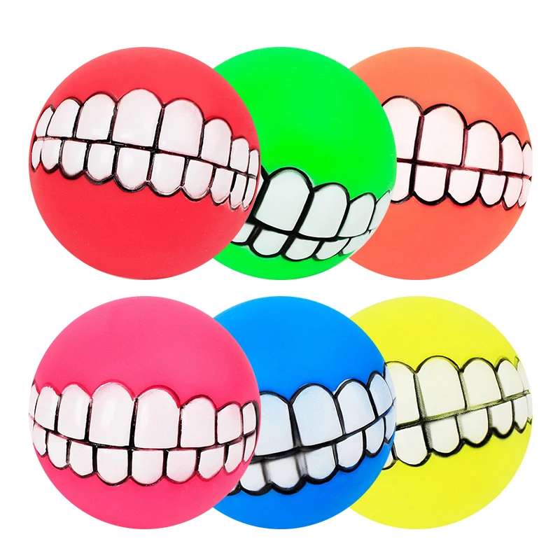 smiley teeth dog ball