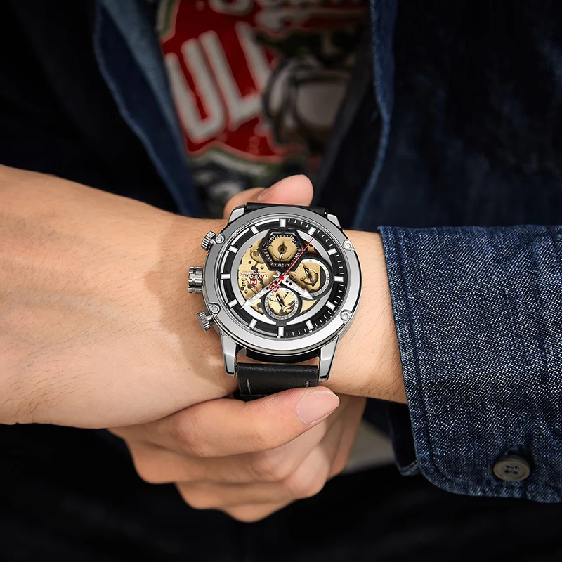 Мужские часы naviforce модные повседневные кварцевые мужские наручные часы кожаный Календарь Водонепроницаемые мужские s часы мужские часы Relogio Masculino