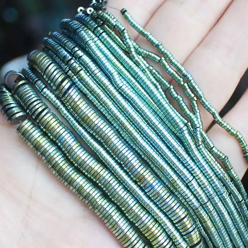 Натуральное гематитовое покрытие цвет форма диска 1x2-6мм 15 дюймов на прядь, для DIY ожерелье браслет ювелирных изделий