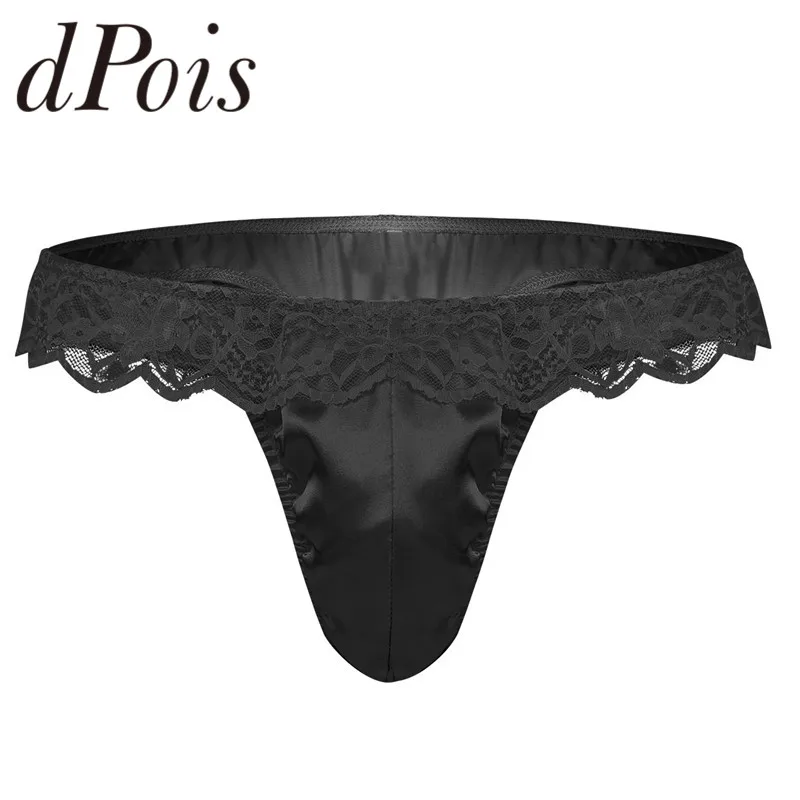 

Sexy Mens Ruffle Lace Lingerie Bulge Pouch Low Rise Shiny Elastic Waistband High Cut Bikini Briefs Sissy Underwear Gay Panties