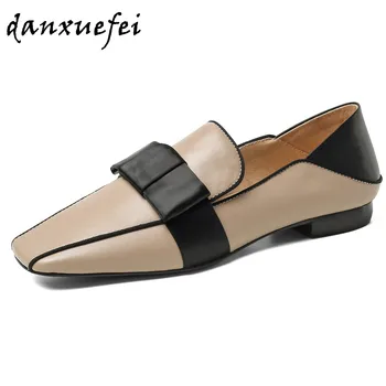 

Women's genuine leather mix color patchwork slip-on flats loafers leisure soft comfortable espadrilles high quality casual shoes