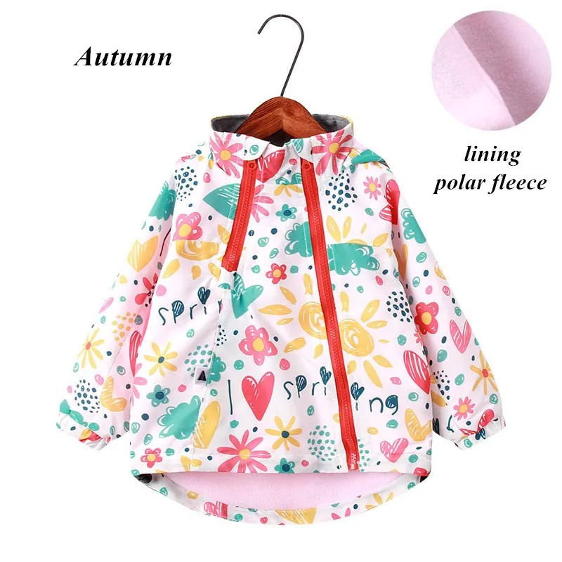 Sun floral-autumn Новая весенне-Осенняя детская верхняя одежда От 2 до 9 лет куртки с капюшоном для девочек модная верхняя одежда с цветочным принтом и животными ветрозащитное пальто для девочек - Цвет: Sun floral-autumn