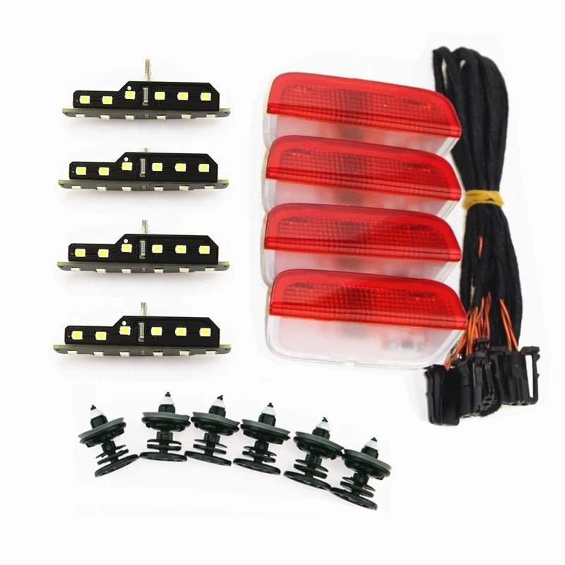

Car Led Door Warning Lights Led Lamp with Cable Wire Clips For Passat B6 B7 Golf 5 6 MK6 7 MK7 Tiguan CC Scirocco SEAT Alhambra