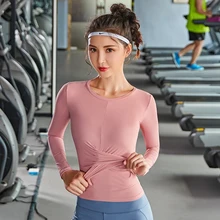 Женская рубашка для спорта и йоги длинный рукав, дышащий упражнения Женский Йога Топ занятия в тренажёрном зале Бег Фитнес женские спортивные футболки
