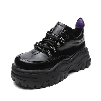 

High quality European and American retro platform sports shoes women low to help platform shoes black sports shoes women ZW-119